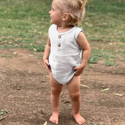 

Summer Infant Baby Boys&Girls Sleeveless Ruffles Solid Romper Bodysuit Clothes