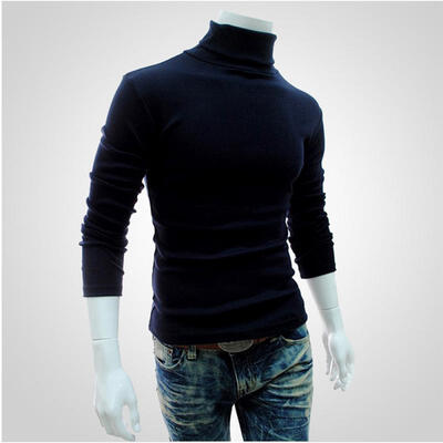 

Hedging Solid Style Men Boutique Long Sleeve T Shirt Fashion Casual Slim High Collar Bottoming Shirts