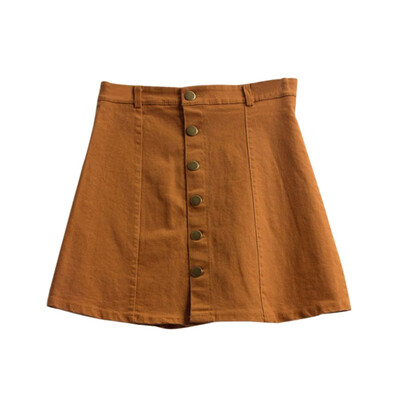 

Solid A-Line Single Breasted Skirt for Women Vintage High Waist Mini Jeans Skirt Summer Plus Size Skirts Saia Jeans Feminino