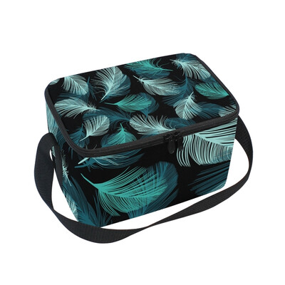 

ALAZA Insulated Lunch Box Feathers Elements Lunch Bag for Men Women Portable Tote Bag Cooler Bag