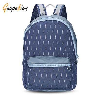

Guapabien Waterproof Girls Traveling Preppy Style Print Backpack Zipper School Bag