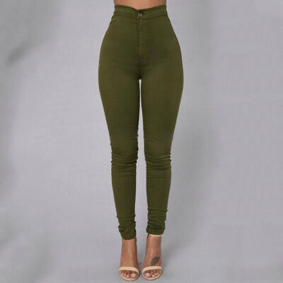 

Pencil Jeans Women Lady Stretch Casual Denim Skinny Pants High Waist Trousers