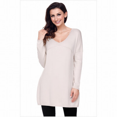 

V-neck long-sleeved long-sleeved casual knit sweater