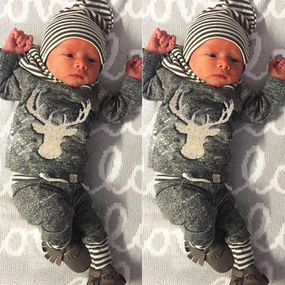 

Newborn Baby Girl Boy Clothes Deer Tops T-shirtPants Leggings 2pcs Outfits Set