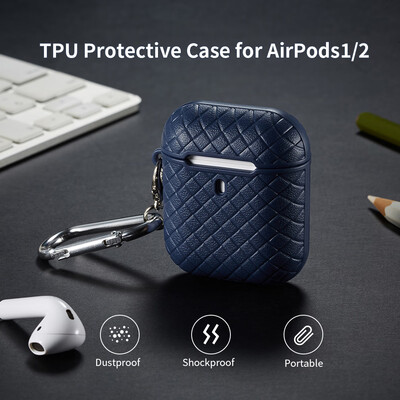 

TPU Protective Case for AirPods 12 Resilient Case Cover Dustproof Shockproof Protective Cover with Hanger Red