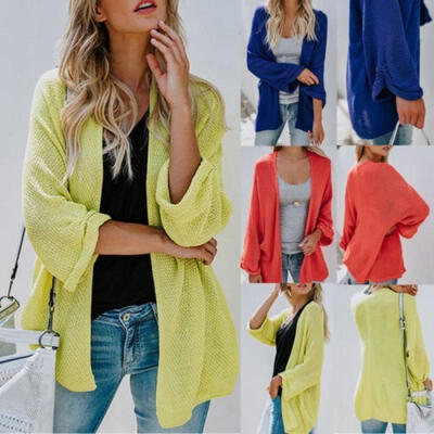 

Women Oversized Batwing Sleeve Knitted Autumn Sweater Loose Cardigan Outwear Coat