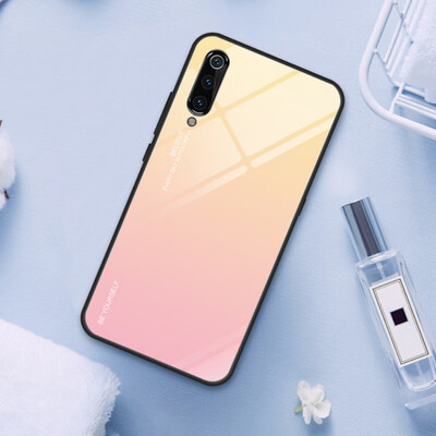 

For Xiaomi Mi 8 Tempered Glass Back Cover Phone Cases Gradient Tempered Glass Hard Phone Case TPU Bumper