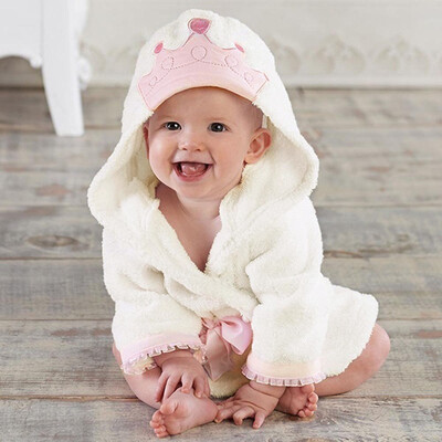 

Baby Boys Girls Kids Bathrobe Crown Printing Hooded Towel Pajamas Clothes