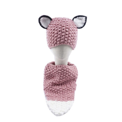 

Kids Children Warm Squirrel Animal Hat Knitted Coif Hood Scarf Cap Beanies for Autumn Winter