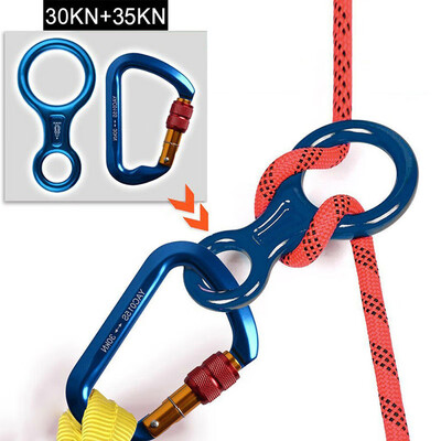 

35KN Figure 8 Descender Carabiner Rock Climbing Rappelling Rescue Equipment Set