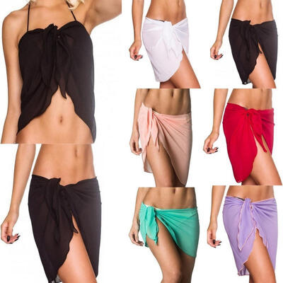 

2018 New Details About Mini Sarongs Chiffon Short Sarong Wrap Cover Up Holiday Beach Swimwear