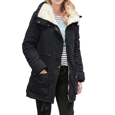 

Toponeto Womens Warm Long Coat Collar Hooded Jacket Slim Winter Parka Outwear Coats BKL