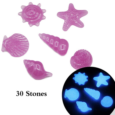 

30pcsBag DIY Home Decor Luminous Sea Conch Shell Starfish Colorful Glow in Dark Pebbles Rocks Stone for Aquarium Fish Tank