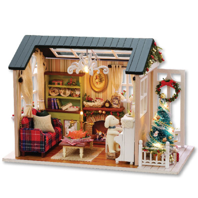 

DIY Christmas Miniature Dollhouse Kit Realistic Mini 3D Wooden House Room Craft with Furniture LED Lights Childrens Day Birthday