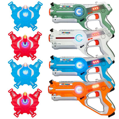

Set of 4 Kids Infrared Laser Tag Blaster Toys Settings Lights Sounds