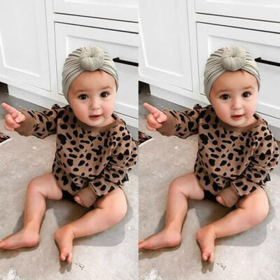 

US Newborn Baby Girls Long Sleeve Leopard Sweater Tops Casual Blouse Sweatshirt