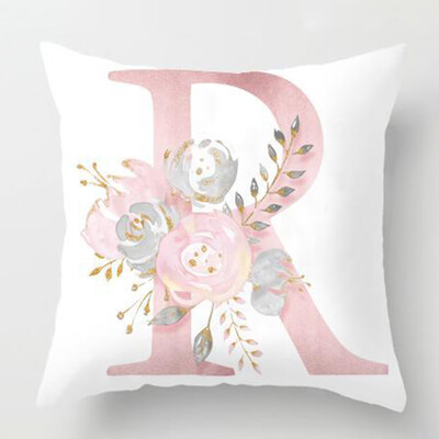 

Fashion English Alphabet Pillow Case Flower Print Sofa Throw Cushion Cover