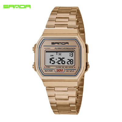 

SANDA 405 Ultra-thin 9mm Sport Watch Men Electronic LED Digital Wrist Watches Waterproof Clock Calendar Watch for Male