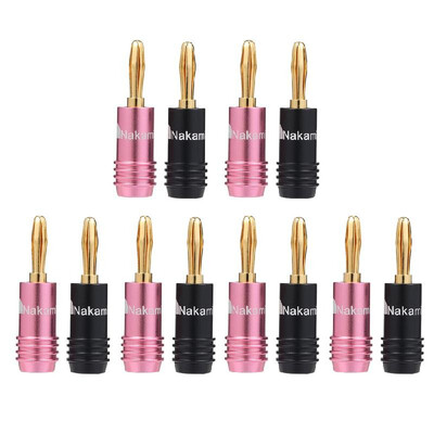 

Banana Plugs Black & Pink Jack 24K Gold-Plated Connectors Amplifier Plug for Speaker Connector Wires