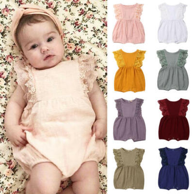

UK Newborn Kid Baby Girl Clothes Set Ruffle Sleeves Romper 2PCS Outfits Sunsuit