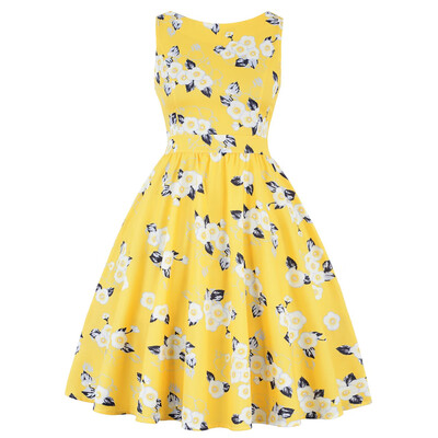 

Vintage High Waist Print A Line Dress