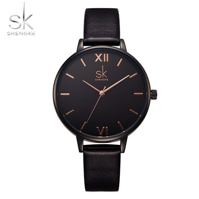 

Shengke Top Brand Fashion Ladies Watches Leather Female Quartz Watch Women Thin Casual Strap Watch Reloj Mujer Marble Dial 2019