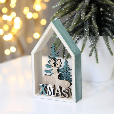 

〖Follure〗Christmas Gift Desk Wooden Cabin Decoration Macaron Style Chalet Home Decoration