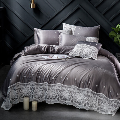 

Home textile cotton sheets quilt cover silk Tencel four-piece cotton lace bedding