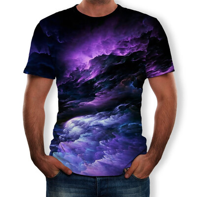

Toponeto Men Funny 3D Color Print Round Neck Short Sleeve T Shirt Tops Daily Blouse Tee