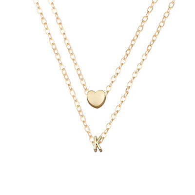 

26 Letters Fashion Tiny Dainty Heart Initial Double Layer Initial Letter Necklace Personalized Necklace Name Jewelry Friend Gift