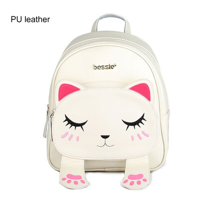 

Cute Cat Backpack School Women Pu Leather Backpacks for Teenage Girls Funny Cats Ears Canvas Shoulder Bags Female Mochila XA531B