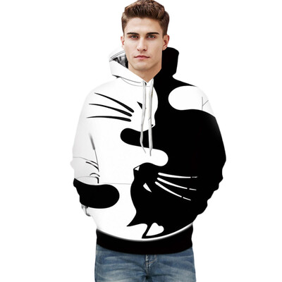

3D Contrast Color Cat Print Pullover Hoodie