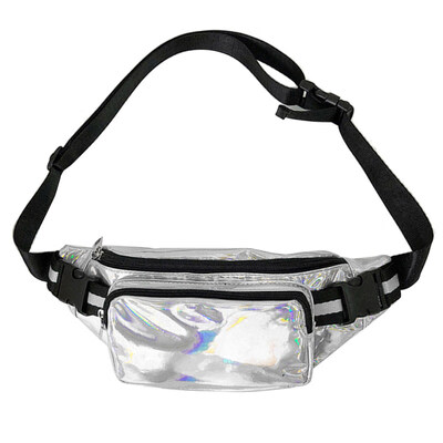 

Women Holographic Laser Buckled Crossbody Chest Waist Bag Zipper Fanny Pack