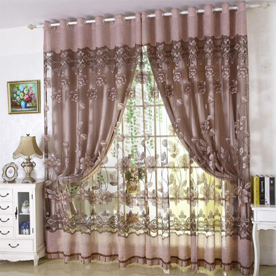 

Gobestart Leaves Sheer Curtain Tulle Window Treatment Voile Drape Valance 1 Panel Fabric