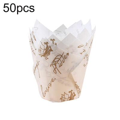 

50Pcs Oil-proof Tulip Cake Cup Muffin Cupcake Liner Paper Dessert Baking Holder