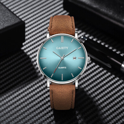 

〖Follure〗Fashion Simple Simple Casual Calendar Business Leather With Strap Mens Watch