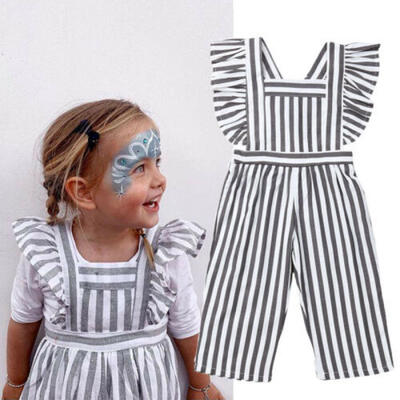 

Infant Baby Kids Girls Striped Romper Jumpsuit Clothes Long Pants Outfits Set