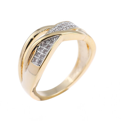 

Rings For Women Valentine Gifts Fashion Spiral Crystal Gold-Color Mid Ring Cubic Promise Jewelry