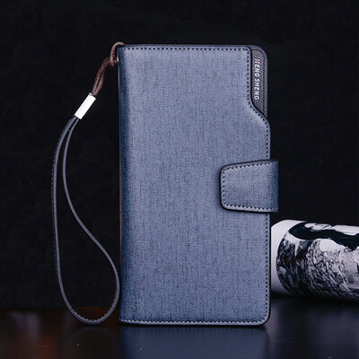 

Tailored Men Fashion Solid Color Hasp Multi Card Position Wallet Card Bag Black