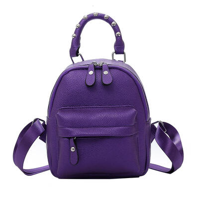 

Preppy PU Leather Women Mini Rivets Backpacks Girls Casual Shoulder Handbag