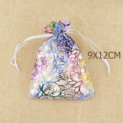 

FUNNYBUNNY Sheer Organza Favor Bags For Wedding Baby Shower Rattan Print Gift Bags Samples Display Drawstring Pouches-white