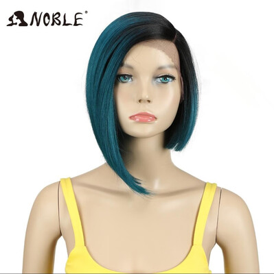 

Noble Wigs For Black Women Straight Synthetic Lace Front Hair 12" Ombre 3 Color Lace Front Wig Cosplay Blonde Lace Front Wig