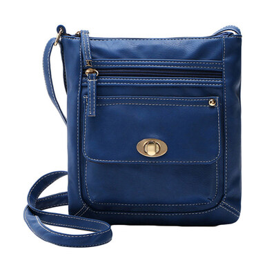 

Women Multilayer Zipper Twist Lock Faux Leather Square Crossbody Shoulder Bag