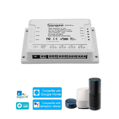 

SONOFF 4CH Pro R2 ITEAD RF 433MHz 4 Gang WiFI Switch 3 Working Modes InchingSelf-LockingInterlock WiFi Smart Switch Works with A