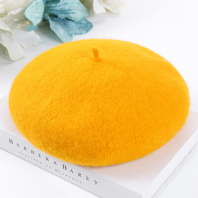 

Korean version of student hat children wool Beret Japanese 100 painters hat thicker warm pumpkin bud hat