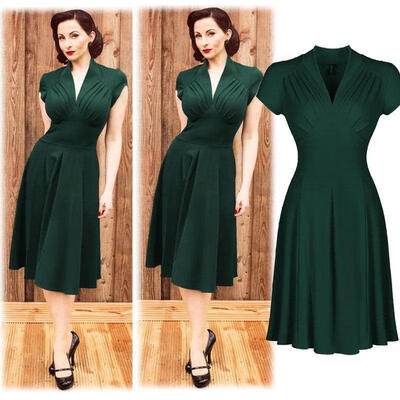 

Celebrity Vintage Retro Tea Dress Women Stretch Evening Party Cocktail Midi Dress Formal Gown Dresses