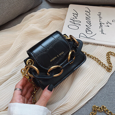 

Chic retro mini bag texture crocodile chain bag new 2019 coin purse shoulder slung small square bag
