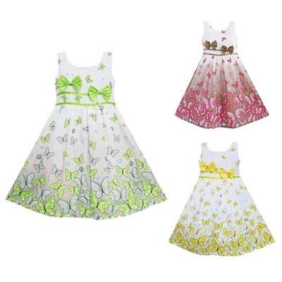 

Baby Girls Princess Sleevless Skirt Kids Top Tunic Butterfly Dress Party 2-7T