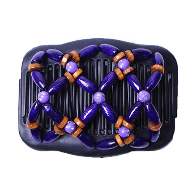 

Retro Wooden Beads Magic Hair Comb Double Row Hairpin Insert Women Hairstyle Clip
