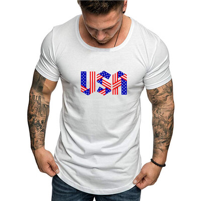 

Toponeto Mens Summer Letter Print Round Neck Slim Fit Short Sleeve Top Shirt Blouse